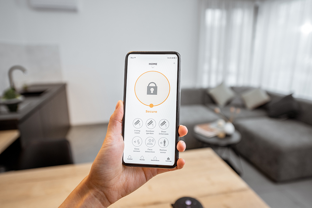 Smartphone with security application indoors