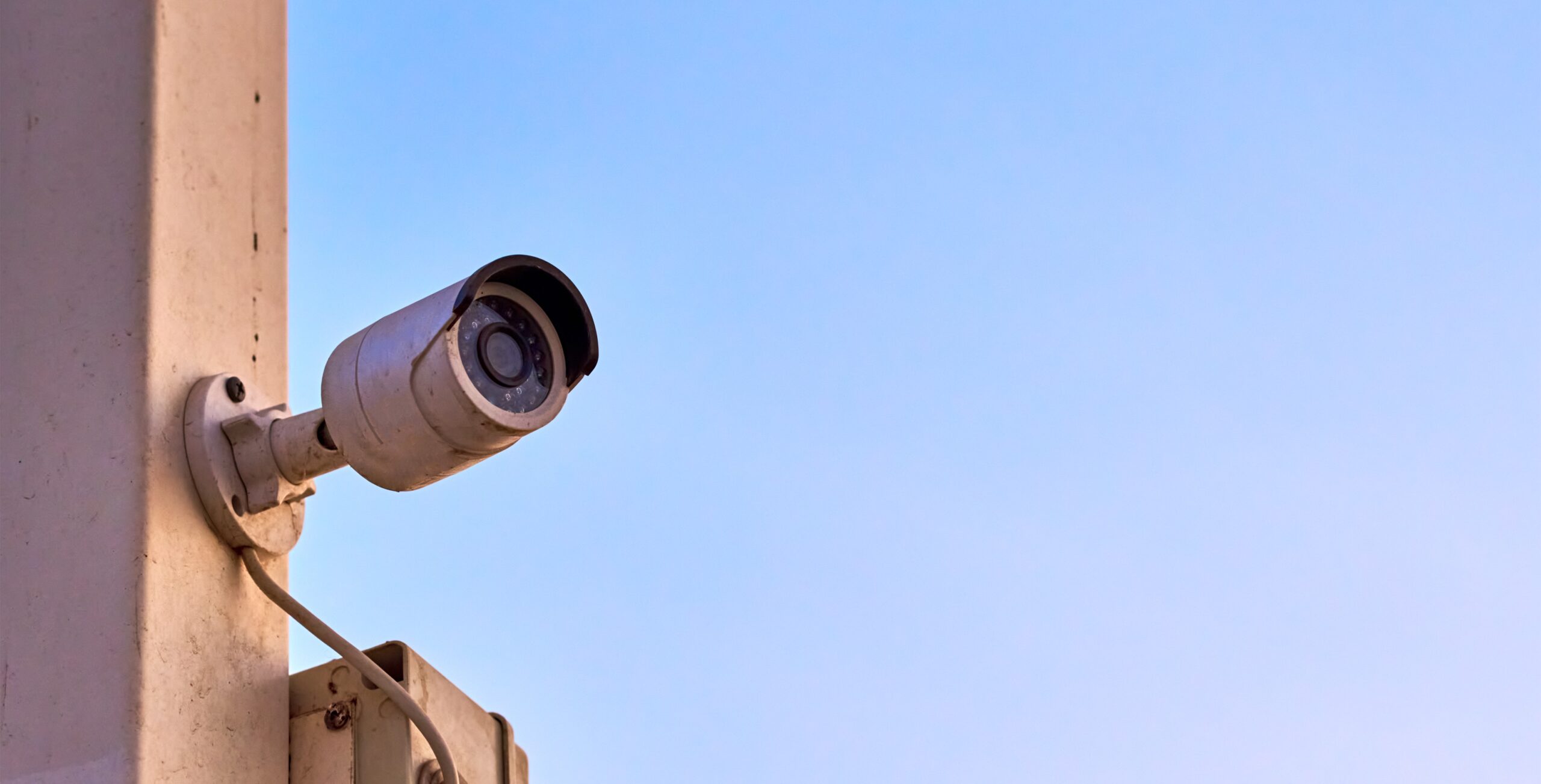 Security and video control CCTV camera, close up. Surveillance and monitoring concept